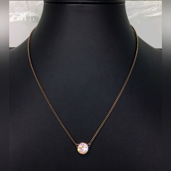 Givenchy Jewelry - Givenchy Chocolate Brown Short Chain Rhineston Pendant Necklace 16"
